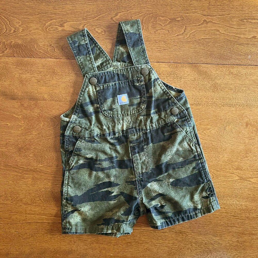 Carhartt Kids Camo Short Overalls - Green & Black